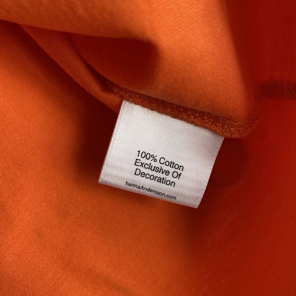 Hanna Anderson Top Long Sleeve Girl 160cm Orange Crewneck Cotton Casual - Picture 5 of 7